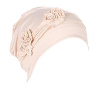 Bandeau éponge pour homme - Bonnet de tête de fleur ethnique bohème - Couvre-cheveux - Cache-cheveux turban - Bonnet plissé - Cache-oreilles d'été (beige, taille unique)