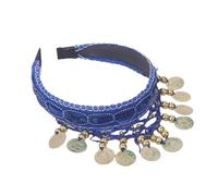 Bandeau ethnique de danse du ventre avec pièce d ' or, Royal Blue | Spectacles de festivals de musique, accessoires de costumes pour concours de danse et célébrations de festivals