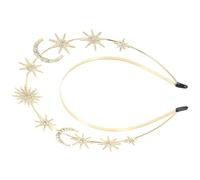 Bandeau Étoile et Lune en Métal Double Couche pour Femmes Élégantes | Accessoire Scintillant, Style Bohème Luxueux, Mariage, Enterrement de Vie de Jeune Fille et Soirée