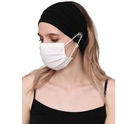 Bandeau Extensible avec Boutons pour Masque Facial, Masque médical (2 pièces) (Noir (Masque Non Inclus))