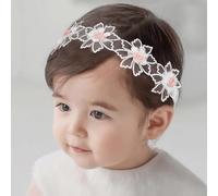 Bandeau Fashband Baby Girls Bandeau élastique en dentelle avec fleurs Accessoires pour cheveux blancs et doux pour nouveau-né, nourrisson et enfant.