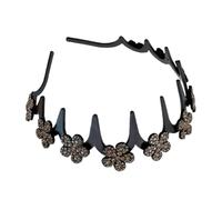 Bandeau Femme Vague | Serre-tête Ondulé Orné d'une Fleur Strass - Accessoire Capillaire Scintillant Antidérapant Maintien des Mèches Rebelles pour les Jours