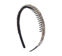 Bandeau fin vintage avec strass brillants pour femme, anneau à cheveux de style coréen, antidérapant avec dents (champagne)