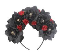 Bandeau Floral Mexicain Noir en Tissu, Accessoire Cheveux Tête de Mort | Léger et Confortable à Porter, Apparence Réaliste, Accessoire Décoratif pour Fête, Autoportrait et Costume Festif