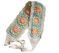 Bandeau floral pour femme - Style bohème - Arc-en-ciel - Magnifique bandeau tissé à la main - Bandeau bohème pour les vacances - Écharpe tricotée au crochet - Bandanas pour cheveux floraux