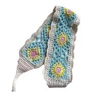 Bandeau floral pour femme - Style bohème - Arc-en-ciel - Magnifique bandeau tissé à la main - Bandeau bohème pour les vacances - Écharpe tricotée au crochet - Bandanas pour cheveux floraux