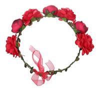 Bandeau Floral Rouge en Tissu, Coiffe Élégante pour Vacances et Communion | Fleur Simulée, Style Chic et Créatif, Facile à Porter, Décoration Capillaire pour Plage, Mariage