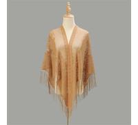 Bandeau Foulard à Cheveux Floral pour Femmes Printemps et été fleurs creuses gland parasol châle couleur pure tempérament cheongsam extérieur cape femme Accessoires pour Cheveux(Camel)