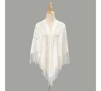 Bandeau Foulard à Cheveux Floral pour Femmes Printemps et été fleurs creuses gland parasol châle couleur pure tempérament cheongsam extérieur cape femme Accessoires pour Cheveux(White)