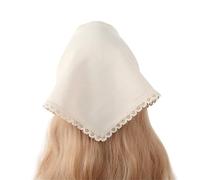 Bandeau Foulard à Cheveux Floral pour Femmes Solid Colour Triangle Scarf Hairband Female Lace Wrap Headband Tie Hair Accessories Accessoires pour Cheveux(White)
