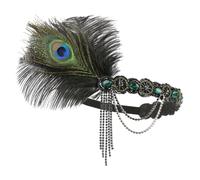 Bandeau Frontal à Plumage Décoré de Cristaux, Vert, Léger pour Femmes | Accessoire Mode Élégant, Usage Photo et Jeu de Rôle, Confort Agréable, Style Raffiné, Coiffure Féminine