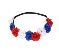 Bandeau, guirlande de fleurs, rouge, bleu, blanc, bandeau britannique, déguisement de fête, accessoires pour cheveux pour décoration de jubilé de platine 2025 (9 petites fleurs, 20 cm)