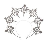 Bandeau Halo Couronne Déesse Noir Perles Blanches, Accessoire pour Cheveux de Carnaval et Fête, Serrage-tête Petite Couronne Vintage pour, Coiffe Élégante