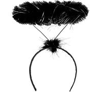 Bandeau halo noir pour costume d'ange noir, halo en plumes de marabout pour ange d'Halloween ou bandeau d'Halloween, bandeau halo d'ange déchu pour déguisement d'Halloween ou carnaval