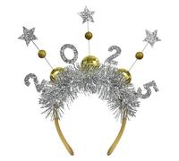 Bandeau Happy New Year - Bandeau du Nouvel An avec étoiles scintillantes et paillettes, casque de feux d'artifice argenté et doré | Paillettes scintillantes pour costumes de festival et accessoires de