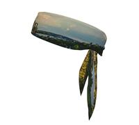 Bandeau imprimé coucher de soleil sur la tour Eiffel et la Seine Rivière Paris pour homme et femme, bandeau anti-transpiration, serre-tête pour tennis, gym, entraînement