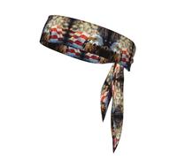 Bandeau imprimé drapeau américain aigle de feu pour homme et femme, bandeau anti-transpiration, serre-tête pour tennis, entraînement de gym