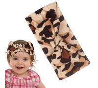 Bandeau imprimé léopard | Large bandeau léopard mignon pour tout-petits | Nœud doux et extensible pour au quotidien et photographie pour de 0 à 2 ans