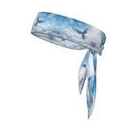 Bandeau imprimé nuages bleu oiseau, bandeau adiustable, parfait pour la course, le fitness et d'autres sports.