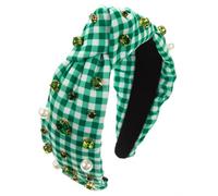 Bandeau irlandais pour femmes et filles - Tissu à carreaux - Avec perles cousues à la main - Grille GN8
