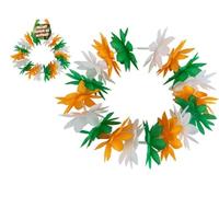 Bandeau Irlande Fleur Lei Vert Orange et Blanc Thème St Patrick 24 cm