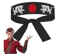 Bandeau japonais 39 longueur de karaté de longueur avec 2 dragon et motifs lever soleil bandana japonais pour les costumes cosplay d'Halloween.
