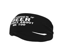 Bandeau « Je me Demande si la bière Pense Aussi à Moi » pour Hommes et Femmes, Bandana Extensible Tendance pour Le Sport, la Course à Pied, Le Yoga et la Salle de Sport.