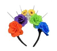Bandeau Jour des Morts Couronne de Fleurs Festival Bandeau Mexicains Accessoire de Fête pour Femme