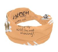 Bandeau large antidérapant pour femme, motif chat qui ne bouge pas, orange, bandeau élastique pour la sueur, le yoga, bandeau noué pour fille et femme