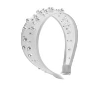 Bandeau large avec accents de perles, ornement de cheveux élégant avec structure arquée pour une finition facile des tenues, du bureau dîner, bandeau orné de perles, large cerceau pour cheveux de
