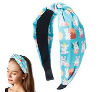 Bandeau large de Pâques, bandeau de Joyeuses Pâques,Bandeau imprimé lapin œufs de Pâques - Accessoires de coiffure au design noué pour les mariages, les vacances, les rendez-vous, les voyages, les dan