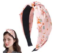 Bandeau large de Pâques, bandeau de Joyeuses Pâques | Bandeau imprimé lapin œufs de Pâques | Accessoires de coiffure au design noué pour les mariages, les vacances, les rendez-vous, les voyages, les d