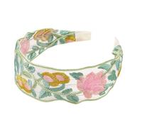 Bandeau large de style chinois avec fleurs brodées - Serre-tête de mort confortable - Pour un usage quotidien ou un événement formel