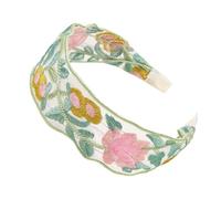 Bandeau large de style chinois avec fleurs brodées - Serre-tête de mort confortable - Pour un usage quotidien ou un événement formel