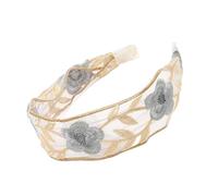 Bandeau large de style chinois avec fleurs brodées - Serre-tête de mort confortable - Pour un usage quotidien ou un événement formel