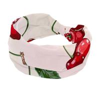 Bandeau large élastique pour femme, motif fruits de cerises rouges avec motif de feuilles, idéal pour le yoga, l'entraînement, le lavage du visage et le maquillage