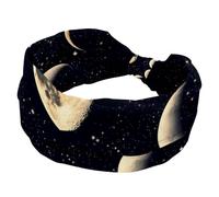 Bandeau large élastique pour femme, motif lune mystique dans l'espace, motif astrologie pour le yoga, l'entraînement, le lavage du visage et le maquillage