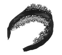 Bandeau Large en Dentelle Noire à Fleurs Élégant Vintage Chic Extensible | Confort Respirant, Motifs Floraux Brodés, pour Cheveux Rebelles et Franges, Usage Formel ou Décontracté