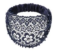 Bandeau large en dentelle pour femme | Anneau de tête en dentelle florale avec perles, bandeau bohème pour femmes et filles, écharpe pour cheveux pour yoga, exercice, gym, course à pied