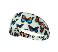 Bandeau large imprimé papillon et violoncelle pour femme, antidérapant, évacuation de l'humidité, yoga, course à pied, entraînement, gym