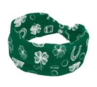 Bandeau large pour femme avec inscription Happy St Patrick Lucky Green Clover Bandeau élastique antidérapant pour entraînement, yoga, sport, course à pied