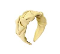 Bandeau large pour femme - Bandeau doux - Bandeau plissé - Bandeau uni - Antidérapant - Mignon bijou de cheveux pour filles - Pour le yoga et le sport - 1 pièce - Jaune