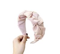 Bandeau large pour femme - Bandeau doux - Bandeau plissé - Bandeau uni - Antidérapant - Mignon bijou de cheveux pour filles - Pour le yoga et le sport - 1 pièce - Rose