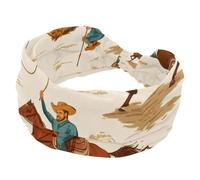 Bandeau large pour femme, bandeau élastique, antidérapant, style vintage, cow-boys pour hommes, chevaux, turban pour entraînement, yoga, sport, course à pied