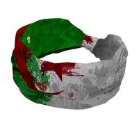 Bandeau large pour femme, bandeau élastique avec fond drapeau algérien, bandeau antidérapant, turban pour entraînement, yoga, sport, course à pied