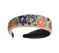 Bandeau large pour femme, bandeaux bohémiens pour femme - Bandeau en tissu brodé à fleurs pour femme - Accessoire de tête vintage fait à la main pour la plupart des coiffures