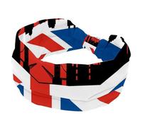 Bandeau large pour femme - Élastique - Antidérapant - Drapeau britannique - Motif paysage urbain de Londres - Pour l'entraînement, le yoga, le sport, la course à pied