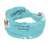Bandeau large pour femme, motif chat qui ne bouge pas, turban élastique, antidérapant, bandeau d'entraînement de sueur, bandeau tendance pour cheveux, accessoires pour cheveux