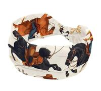 Bandeau large pour femme, motif feuilles de l'ouest sauvage, cow-boys, chevaux du désert, doux, extensible, absorbé, sueur, sport, yoga, entraînement, bandeau noué