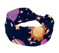 Bandeau large pour femme, motif galaxie, astronomie, univers solaire, turban doux, antidérapant, élastique, sueur, yoga, entraînement, bandeau croisé noué